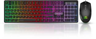 Ant Esports KM1600, Wired Backlit Rainbow LED Keyboard & 3200 DPI Gaming Mouse for PC/Laptop Wired USB Standard Gaming Keyboard Compatible with Desktop, Laptop, Mac KM1600, Wired Backlit Rainbow LED Keyboard & 3200 DPI Gaming Mouse for PC/Laptop