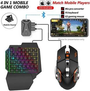 Extreme One Hand Non Mechanical Gaming Keyboard and Backlit Mouse Combo Bluetooth Handheld Gaming Keyboard