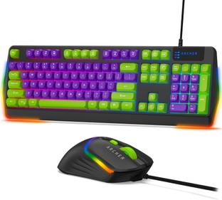Archer Tech Lab RGB Keyboard & Mouse Combo, 104 Keys,7200 DPI,13 Lighting Modes,19 Anti-Ghosting Wired USB Standard Gaming Keyboard Compatible with Desktop, Laptop, Mac