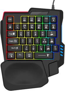 MILLENNIUM TECHNOLOGY One Handed RGB Backlite 35Keys Wired USB Handheld Gaming Keyboard Compatible with Desktop, Laptop, Mac