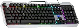 Aula F2023 / Anti-ghosting, Aluminium body with Mobile holder, Membrane Wired USB Standard Gaming Keyboard Compatible with Desktop, Laptop, Mac stand support,multimedia_keys,F2023