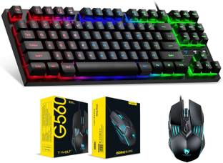 FKU Mechanical Multicolor LED Backlit Gaming Keyboard & Wired Gaming Mouse Wired USB Standard Gaming Keyboard Compatible with Desktop, Laptop, Mac , with gaming mode ,stand support,multimedia_keys,Mechanical Gaming Keyboard & Wired Gaming Mouse Wired USB Gaming Keyboard