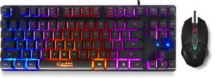 RPM Euro Games Gaming Keyboard & Mouse Combo | Keyboard - 87 Keys, Backlit | 3200 DPI Mouse Wired USB Tenkeyless Gaming Keyboard Compatible with Desktop, Laptop, Tablet, iPad, Mac , with gaming mode ,multimedia_keys