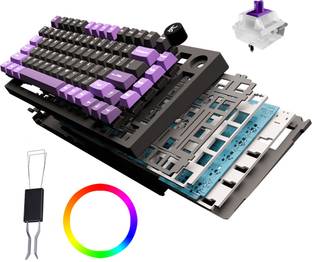 Kreo Swarm Wireless Mechanical Gaming Keyboard, 5-Pin Hot Swap PCB and RGB Backlight Wireless Tenkeyless Gaming Keyboard Compatible with Desktop, Laptop, Mac , with gaming mode ,stand support,Magnetic closure,Built-in Stand,no more dirt&scratches,Micro USB Connector,Wireless Mechanical Gaming Keyboard