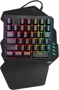 TechGuy4u One-Handed RGB Backlight Gaming Keyboard, 35-Keys USB Wired Membrane Keycap Wired USB Standard Gaming Keyboard Compatible with Desktop, Laptop, Mac