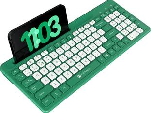 Portronics Bubble Square, Wireless (Bluetooth + 2.4 GHz), 3-Device Pairing, Phone Holder Bluetooth Handheld Multi-device Keyboard Compatible with Desktop, Laptop, Mac Bubble Square