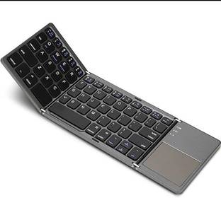 microware B033 Mini Bluetooth Folding Keyboard Keypad Touchpad Tablet Ipad Phone Wireless, Wired USB Handheld Multi-device Keyboard Compatible with Laptop, iPad, Tablet