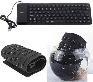 BLAPOXE Foldable Silicone Wired Silent Keyboard, 85-Key Portable Soft Rubber Keyboard Wired USB, Wireless Handheld Multi-device Keyboard
