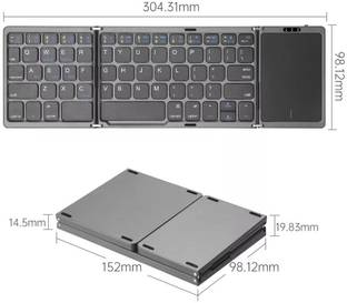 DITCAFOS Foldable Bluetooth Keyboard with Touchpad, Tri-Folding Wireless Mini Keyboard Wired USB, Wireless Handheld Multi-device Keyboard Compatible with Desktop, Laptop, Tablet, iPad, Mac multimedia_keys,Foldable Bluetooth Keyboard with Touchpad, Tri-Folding Wireless Mini Keyboard