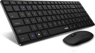 RAPOO 9300M(E9100M+M200)Black 18123 Wireless, Bluetooth Standard Multi-device Keyboard Compatible with Desktop, Laptop, Mac multimedia_keys,Rapoo 9300M Wireless Optical Combo