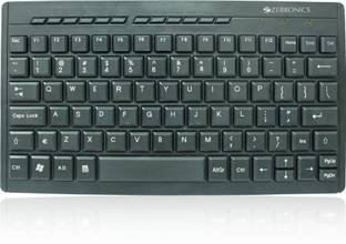 ZEBRONICS ZEB-K04 Mini Multimedia with 96 UV Coated Keys, Slim & Compact, for PC/Mac Wired USB Laptop-size Multi-device Keyboard Compatible with Desktop, Laptop, Mac with gaming mode ,multimedia_keys