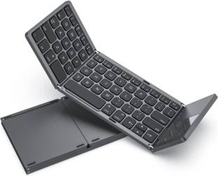 VOOCME Foldable Bluetooth Wireless Portable Keyboard Wired USB Laptop-size Multi-device Keyboard Compatible with Desktop, Laptop, Mac Easy to Use,Plug and Play,Quick, Comfy Durable body