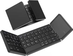 FLIPXEN Foldable Bluetooth Keyboard with Touchpad, Dual Modes Wired USB, Wireless Handheld Multi-device Keyboard Compatible with Desktop, Laptop, Tablet, iPad, Mac