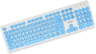 Intex Classy Wired USB Keyboard IT-KB335 White&Blue Wired USB Standard Multi-device Keyboard Compatible with Desktop, Laptop, Mac