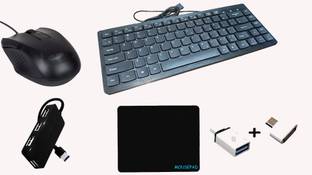 RSG PRODOT 217 MINI COMBO OF 6 ITEM Wired USB Laptop-size Multi-device Keyboard Compatible with Desktop, Laptop, Mac