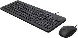 HP 150 Wired Mouse and Keyboard Wired USB Standard Multi-device Keyboard Compatible with Desktop, Laptop, Mac 1600 DPI Mouse, 12 fn keyboard shortcuts, 1 yr warranty