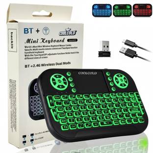 coolcold Mini Wireless Keyboard with Touchpad & Backlit Remote Wireless Handheld Multi-device Keyboard Compatible with Desktop, iPad, Laptop, Mac, Tablet