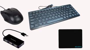 RSG PRODOT 217 MINI COMBO OF 4 ITEM Wired USB Standard Multi-device Keyboard Compatible with Desktop, Laptop, Mac