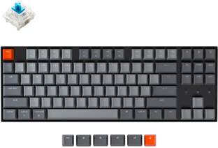 Keychron K8 Wireless Mechanical Keyboard/RGB/Plastic frame/ TKL/ Bluetooth, Wired USB, Wireless Tenkeyless Multi-device Keyboard Compatible with Desktop, Laptop, Mac , with gaming mode ,stand support,multimedia_keys,Keychron K8 Wireless Mechanical Keyboard Non- Swappable Plastic Frame, 80% Layout Programmable Keyboard with RGB Backlight, Gateron G Pro Blue Switch