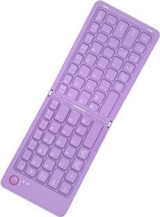 ELECTRO WOLF Mini Portable Rechargeable Wireless Bluetooth Foldable Keyboard |Mobile Holder| Bluetooth Handheld Multi-device Keyboard Compatible with Desktop, Laptop, Tablet