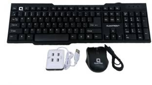 Quantron QKB-15 KEYBOARD + QUH -220 4 PORT USB HUB + QMU510 MOUSE WIRED COMBO PACK Wired USB Multi-device Keyboard
