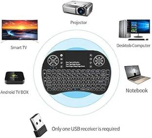 GUGGU BGF_862A_Mini Wireless Keyboard with Light with Attach, Mouse for pc, Tablets Wired USB Thumb-size Multi-device Keyboard Compatible with Desktop, Laptop, Mac