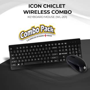 LAPCARE ICON Chiclet Combo WL-201 Wireless Standard Multi-device Keyboard Compatible with Desktop, Laptop, Mac