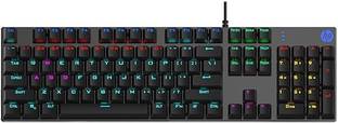 HP GK400F/9C6P9AA Wired USB Standard Gaming Keyboard Compatible with Desktop, Laptop, Mac Mechanical,dust & spill resistant,RGB Backlit Keys,Metal panel,full-size design
