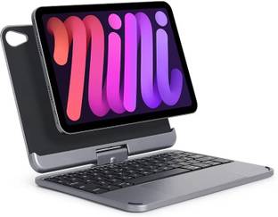 microware Mini 6 Magic Keyboard Case For 8.3'' with Touch Backlight Foldable 360 Rotatable Bluetooth Handheld Tablet Keyboard Compatible with Desktop, Laptop, Mac