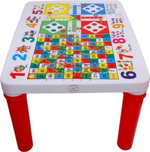 ARISERS Ludo and snake ladder game plastic Table for Playing Ludo Eating and Study Plastic Activity Table