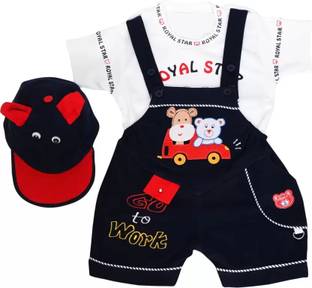KUSHILIFESTYLE Baby Boys & Baby Girls Casual Dungaree and Romper Cap