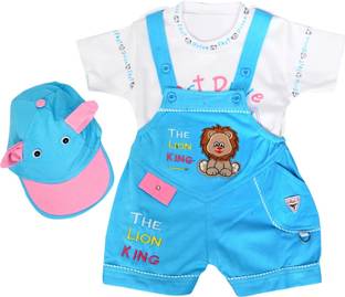 THE LITTLE BOY Baby Boys & Baby Girls Casual T-shirt Dungaree, Cap