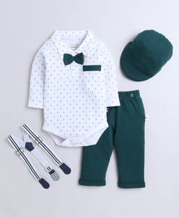 BUMZEE Boys Party(Festive) Bodysuit Pant, Suspenders, Cap
