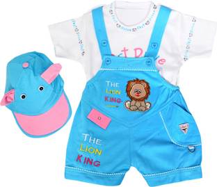 THE LITTLE BOY Baby Boys & Baby Girls Casual T-shirt Dungaree, Cap