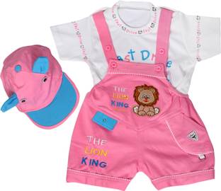THE LITTLE BOY Baby Boys & Baby Girls Casual T-shirt Dungaree, Cap