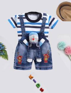 Tintin Dungaree For Baby Boys & Baby Girls Casual Printed, Applique Denim, Polycotton