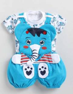 Tintin Dungaree For Baby Boys & Baby Girls Casual Printed, Applique Cotton Blend