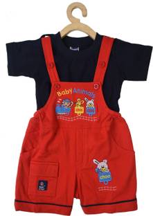 Roblefly Dungaree For Baby Boys & Baby Girls Casual Striped, Graphic Print Pure Cotton