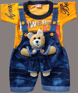 HouseOfCommon Dungaree For Boys & Girls Printed Denim