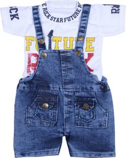 XBOYZ Baby Boys & Baby Girls Casual Dungaree T-shirt