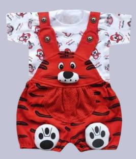 miradresses Dungaree For Baby Boys & Baby Girls Casual Printed, Applique Cotton Blend