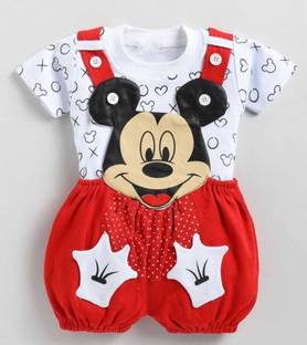 miradresses Dungaree For Baby Boys & Baby Girls Casual Printed Cotton Blend