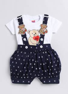 Mommy Club By Hk Holy Dungaree For Baby Boys & Baby Girls Casual Printed Cotton Blend