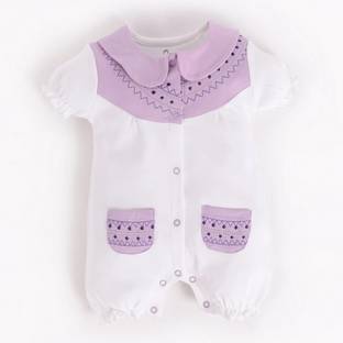 BabyGo Romper For Baby Girls Casual Embroidered Pure Cotton