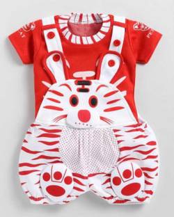 miradresses Dungaree For Baby Boys & Baby Girls Casual Printed Cotton Blend