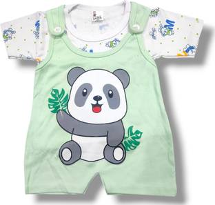 INFOW Dungaree For Baby Boys & Baby Girls Printed Cotton Blend