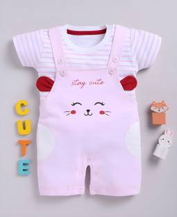 TOONYPORT Dungaree For Baby Boys & Baby Girls Casual Printed Pure Cotton