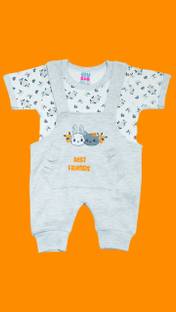 LUV-DUB Dungaree For Baby Boys & Baby Girls Casual Graphic Print Pure Cotton