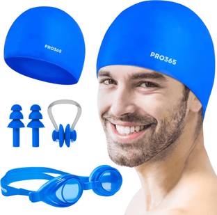 PRO365 Anti Fog Goggles| Silicon Cap| Earplugs With Nose Clip Swimming Kit