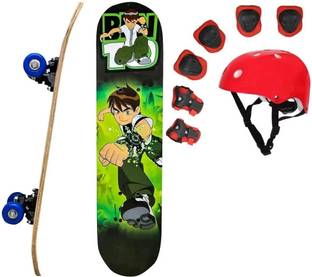 Baba Fab McQueen Car Printed Skateboard Combo with Helmet & Safety Kit for Kids Skating Kit